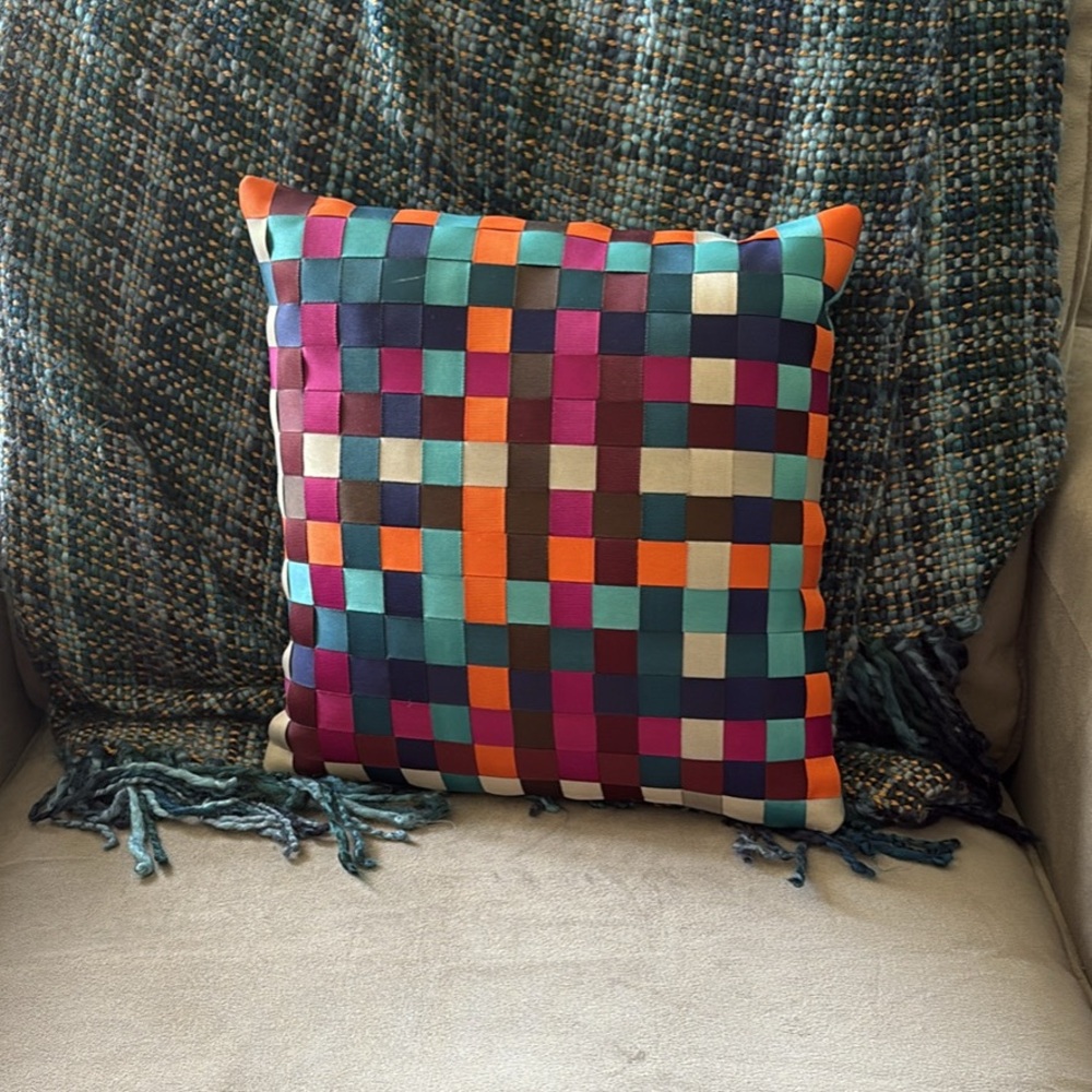 Colorful Checkered Throw Pillow Cover